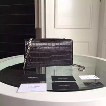 Load image into Gallery viewer, Yves Saint Laurent Medium Monogram Tassel Satchel In Grey Crocodile Leather
