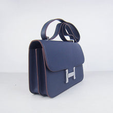 Load image into Gallery viewer, Hermes calf Leather Message Bag H020 dark blue silver
