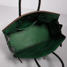 Load image into Gallery viewer, Hermes Birkin 30cm Crocodile Leather Bag With Strap Green Gold
