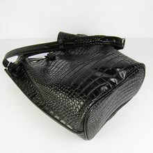 Load image into Gallery viewer, Hermes Crocodile Vein Shoulder Bag H2804 Black Silver
