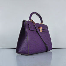 Load image into Gallery viewer, Hermes Kelly 32cm Ostrich Vein 6108 Purple Golden

