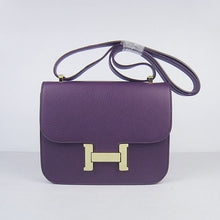 Load image into Gallery viewer, Hermes Constance Cowskin Leather Bag H017 purple golden
