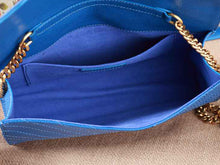 Load image into Gallery viewer, Yves Saint Laurent Small Monogramme Satchel Blue Grain Textured Matelasse Leather
