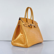 Load image into Gallery viewer, Hermes Birkin 35cm 6089 New Golden Crocodile Vein Handbags Gold
