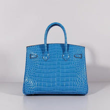Load image into Gallery viewer, Hermes Birkin 30cm Crocodile Leather Bag With Strap Blue Gold
