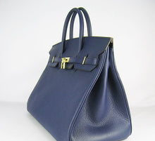 Load image into Gallery viewer, Hermes Birkin 35cm Togo Leather Handbags 6099 Dark Blue Golden
