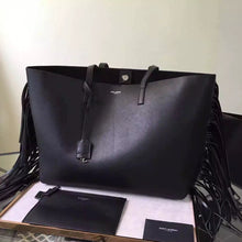 Load image into Gallery viewer, Yves Saint Laurent Black Large Shopping Bag With Fringed
