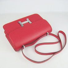 Load image into Gallery viewer, Hermes calf Leather Message Bag H020 red silver
