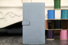 Load image into Gallery viewer, Hermes Bearn Gusset Wallet In Blue Lin Leather
