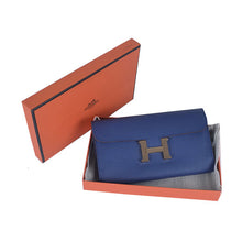 Load image into Gallery viewer, Hermes Wallet H6023 Wallet Cow Leather Blue
