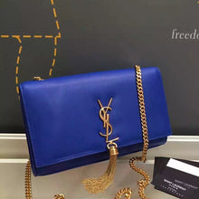 Load image into Gallery viewer, Yves Saint Laurent Medium Monogramme Tassel Bag In Blue Calfskin
