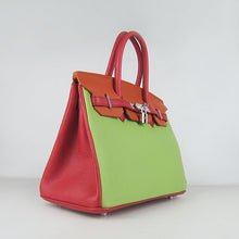 Load image into Gallery viewer, Hermes Birkin 30cm Togo Leather Handbags Red/Orange/Green Silver

