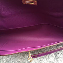 Load image into Gallery viewer, Hermes Purple Handcrafted Kelly Cut Clutch
