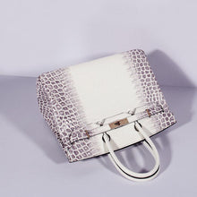 Load image into Gallery viewer, Hermes Birkin 35cm Crocodile Leather Handbag Grey White Gold
