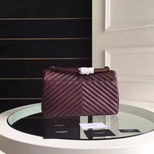 Load image into Gallery viewer, Yves Saint Laurent Large Monogram College Bag in Burgundy Goatskin
