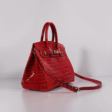 Load image into Gallery viewer, Hermes Birkin 30cm Crocodile Leather Bag With Strap Red Gold
