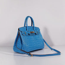 Load image into Gallery viewer, Hermes Birkin 30cm Crocodile Leather Bag With Strap Blue Gold
