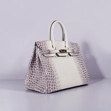 Load image into Gallery viewer, Hermes Birkin 35cm Crocodile Leather Handbag Grey White Gold
