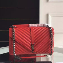 Load image into Gallery viewer, Yves Saint Laurent Large Monogram College Bag in Red Goatskin

