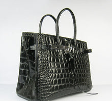 Load image into Gallery viewer, Hermes Birkin 35cm Crocodile Big Veins Handbags Black Silver

