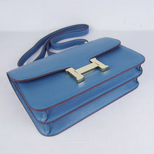 Load image into Gallery viewer, Hermes calf Leather Message Bag H020 blue golden
