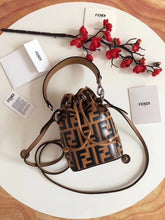 Load image into Gallery viewer, Fendi FF Mon Tresor Mini Bucket Bag In Brown Calfskin
