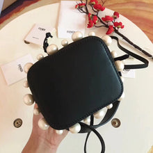 Load image into Gallery viewer, Fendi Black Mini Mon Tresor Pearls Bucket Bag
