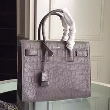 Load image into Gallery viewer, Yves Saint Laurent Baby Sac De Jour Croc Embossed Grey Bag
