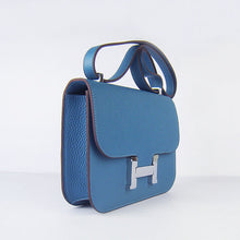 Load image into Gallery viewer, Hermes Constance Cowskin Leather Bag H017 blue silver
