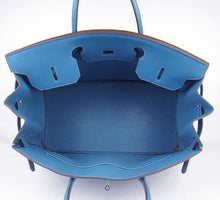 Load image into Gallery viewer, Hermes Birkin 35cm Togo Leather Handbags 6099 Blue Silver
