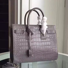 Load image into Gallery viewer, Yves Saint Laurent Small Sac De Jour Croc Embossed Grey Bag
