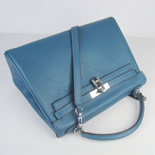 Load image into Gallery viewer, Hermes Kelly 32cm Togo Leather Handbag Blue/Silver
