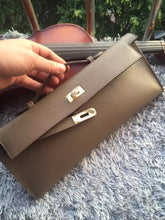 Load image into Gallery viewer, Hermes Etain Handcrafted Kelly Cut Clutch
