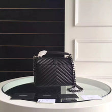 Load image into Gallery viewer, Yves Saint Laurent Medium Monogram College Bag in Black Goatskin
