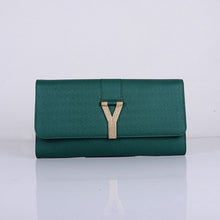 Load image into Gallery viewer, Yves Saint Laurent Lady Genuine Leather Purse Green 39321
