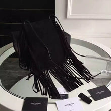 Load image into Gallery viewer, Yves Saint Laurent Anita Fringed Flat Bag In Black Suede Leather
