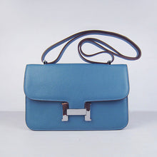 Load image into Gallery viewer, Hermes calf Leather Message Bag H020 blue silver
