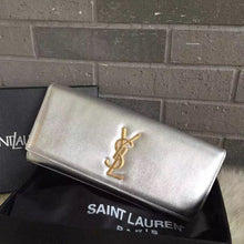 Load image into Gallery viewer, Yves Saint Laurent Silver Classic Metallic Monogramme Clutch
