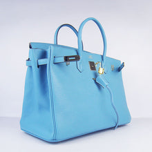 Load image into Gallery viewer, Hermes Birkin 35cm Togo Leather Handbags 6099 Light Blue Golden
