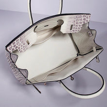 Load image into Gallery viewer, Hermes Birkin 35cm Crocodile Leather Handbag Grey White Gold
