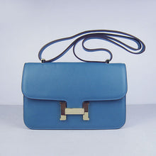 Load image into Gallery viewer, Hermes calf Leather Message Bag H020 blue golden
