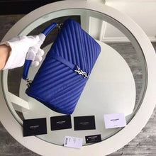 Load image into Gallery viewer, Yves Saint Laurent Large Monogram College Bag in Blue Goatskin
