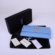 Load image into Gallery viewer, Yves Saint Laurent Lady Genuine Leather Purse Light Blue 39321
