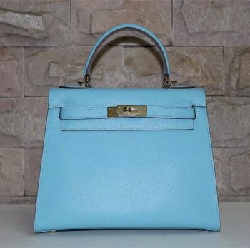 Hermes Kelly 28cm Epsom Leather Handbag Light Blue Gold – Green Go Store