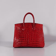 Load image into Gallery viewer, Hermes Birkin 30cm Crocodile Leather Bag With Strap Red Gold
