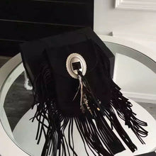 Load image into Gallery viewer, Yves Saint Laurent Anita Fringed Flat Bag In Black Suede Leather
