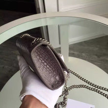Load image into Gallery viewer, Yves Saint Laurent Small Monogram Tassel Satchel In Grey Crocodile Leather
