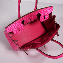 Load image into Gallery viewer, Hermes Birkin 30cm Crocodile Leather Bag With Strap Rose Gold
