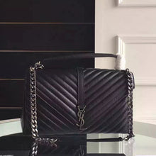 Load image into Gallery viewer, Yves Saint Laurent Large Monogram College Bag in Black Goatskin
