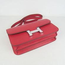 Load image into Gallery viewer, Hermes calf Leather Message Bag H020 red silver

